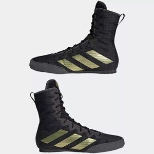 adidas Boxing BOX HOG 4 Core Black Gold Metallic Gray Size 11 GZ6116